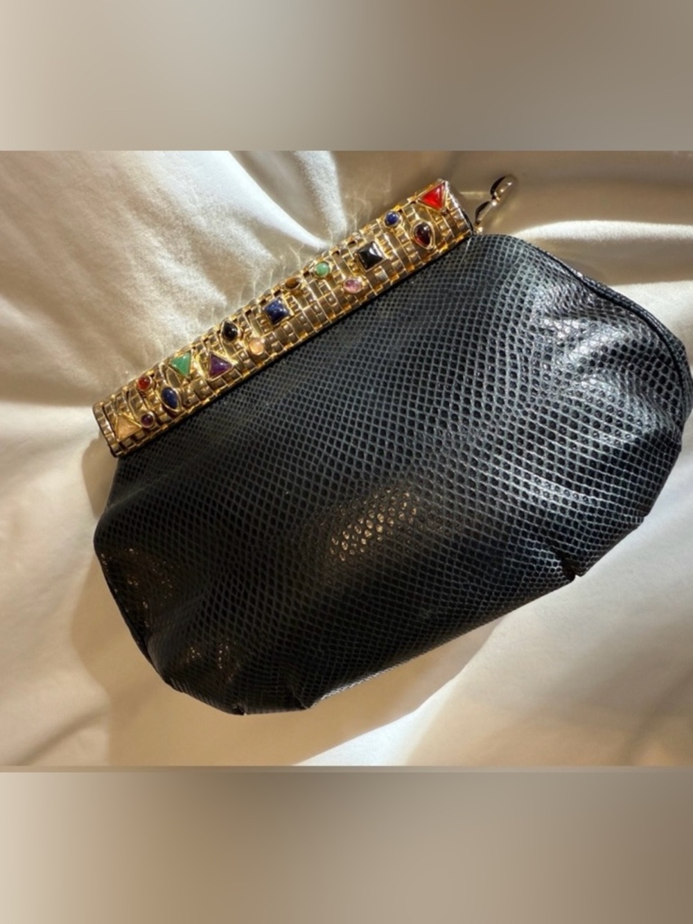 Rare Judith leiber Semi Precious Stones Embellished Clutch / should bag